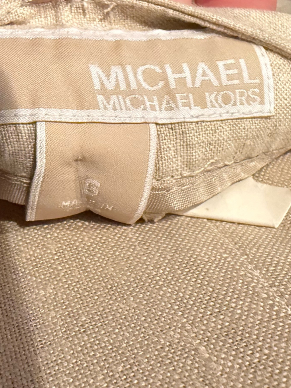 Michael Kors Beige Linen-Blend Wide Leg Pants - Picture 3 of 4